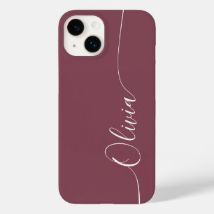 Coque Case-Mate iPhone Maroon Blanc Élégant Calligraphie Nom du script