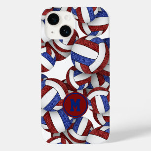 Coque Case-Mate iPhone Maroon bleu monogrammed girly volleyballs motif