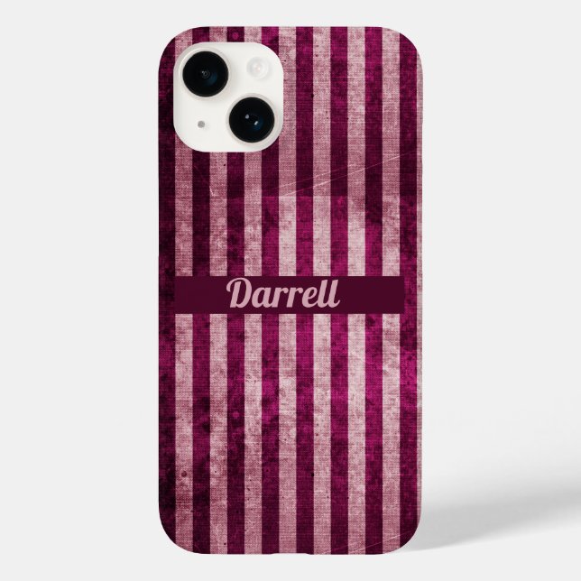 Coques Case-Mate iPhone Maroon personnalisé et rayures roses cendrées (Verso)