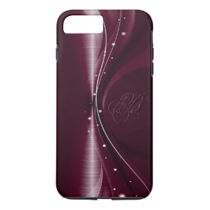 Coque iPhone 8 Plus/7 Plus Maroon Rouge Métallurgique Rétro Vague Dynamique