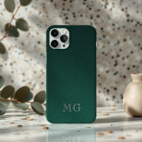 Marque initiale blanche en cuir vert faux élégant