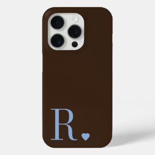 Coque Case-Mate iPhone Marque initiale élégante marron et bleu poussiéreu