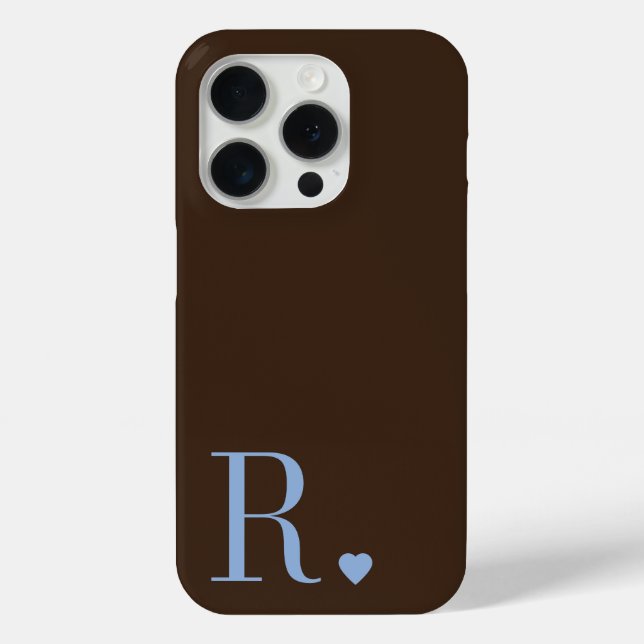 Coques Case-Mate iPhone Marque initiale élégante marron et bleu poussiéreu (Verso)