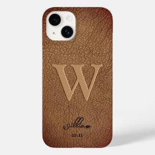 Coque Case-Mate iPhone Marque Marron Cuir Rustique écriture élégante nom