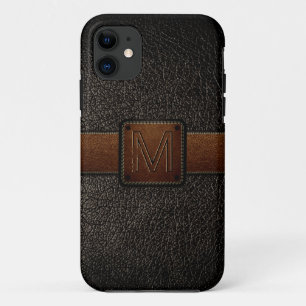 Coques Pour iPhone Marque marron en cuir noir