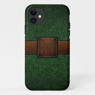 Coque Case-Mate Pour iPhone Marque marron foncé en cuir vert