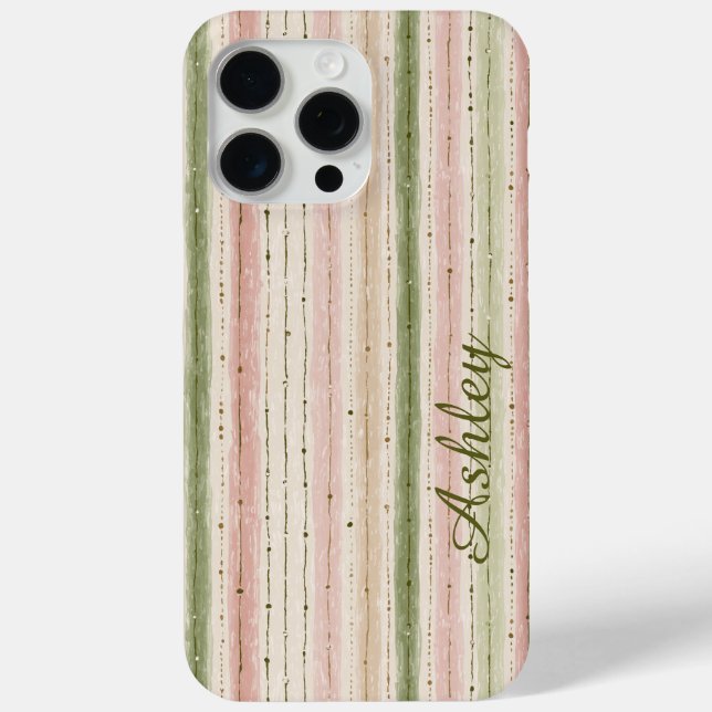 Coques Case-Mate iPhone Marque rayée rose vert tendance (Verso)