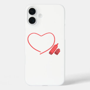 Coque Pour iPhone 16 Plus Marqueur rouge et coeur rouge