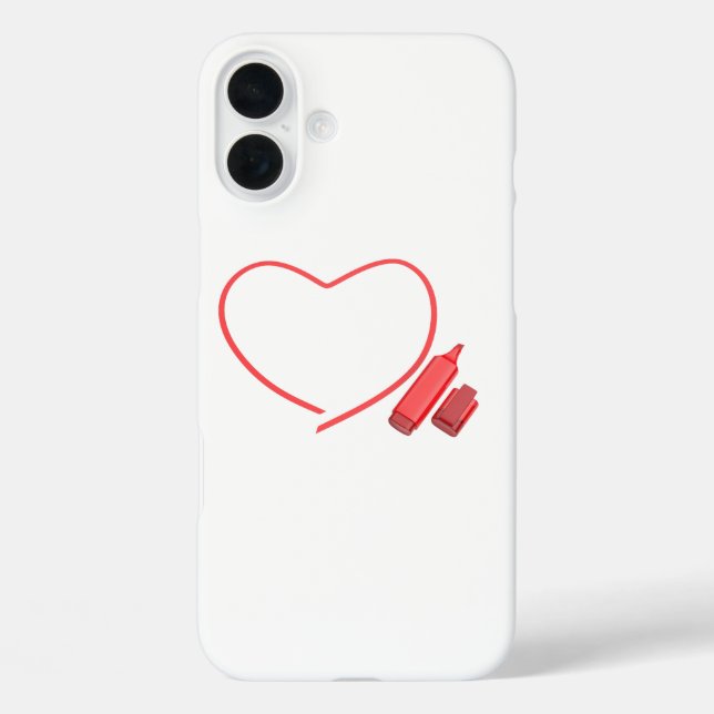 Coques Case-Mate iPhone Marqueur rouge et coeur rouge (Verso)