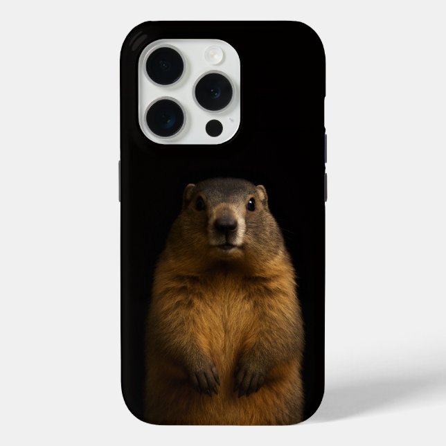 Coques Case-Mate iPhone Marron 4 Luxe iPhone 15 Pro Mate Marmotte Douce (Verso)