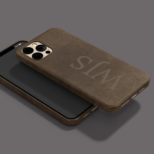 Coque Case-Mate iPhone Marron avec un faux cuir aspect masculin personnal