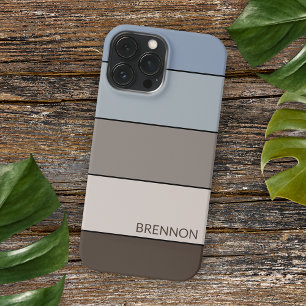 Coque Case-Mate iPhone Marron Bleu Taupe Gris Noir Rayures Art personnali