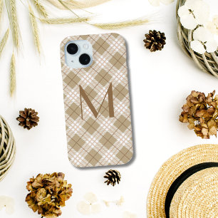 Coque Case-Mate iPhone Marron Brun Beige Tartan Buffalo Carreaux Monogram