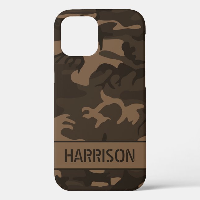 Coques Case-Mate iPhone Marron Camouflage Monogramme (Verso)