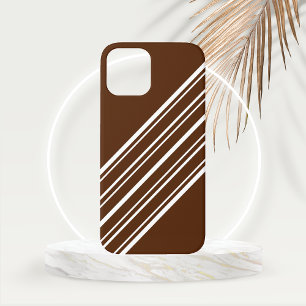 Coque Case-Mate iPhone Marron Chocolat avec Rayures Blanches