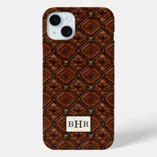 Coque Case-Mate iPhone Marron Diamant Cuir Monogrammé