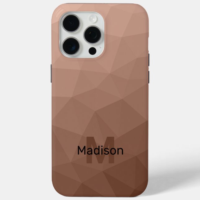 Coques Case-Mate iPhone Marron Moka motif en maille géométrique Monogramme (Verso)