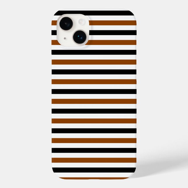 Coques Case-Mate iPhone Marron Noir et blanc motif rayures (Verso)