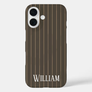 Coque Pour iPhone 16 Marron personnalisé rayures rétro