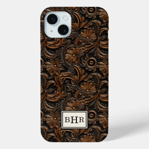 Coque Case-Mate iPhone Marron Vintage Cuir Outils Monogrammé