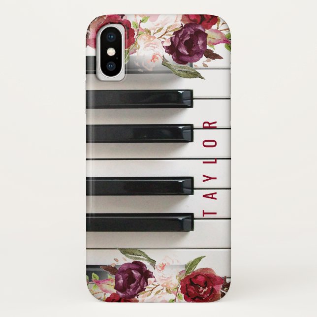 Coques Case-Mate iPhone marsala fleurs pianiste nom personnalisé musique (Dos)