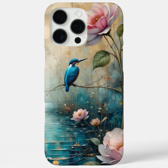 Coques Case-Mate iPhone Martin-pêcheur et roses (Verso)