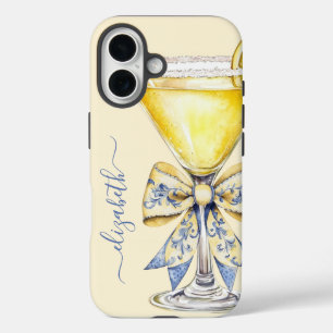 Coque Pour iPhone 16 Martini au Citron Élégant Monogrammé