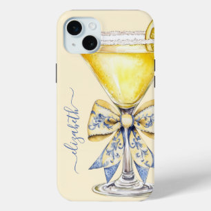 Coque Case-Mate iPhone Martini au Citron Élégant Monogrammé