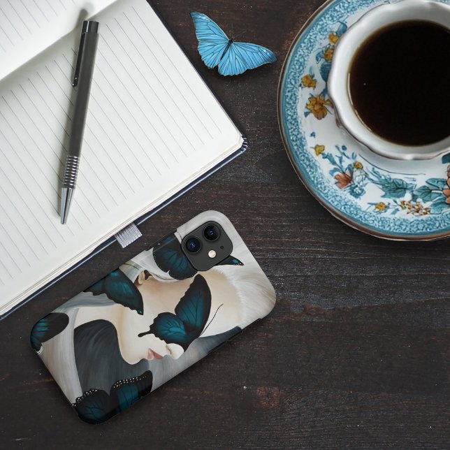 Coques Case-Mate iPhone Mascarade du Papillon Bleu Élégante Fantaisie (Créateur téléchargé)