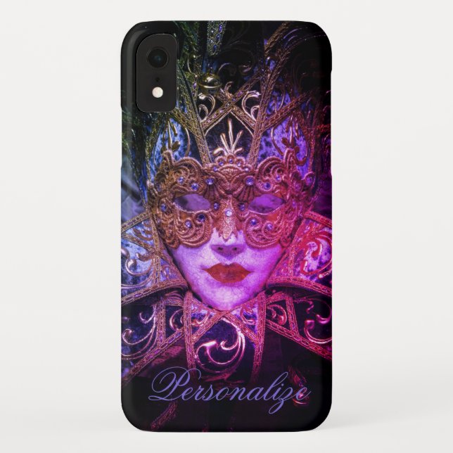 Coques Case-Mate iPhone Mascarade masque élégant gothique noir rose violet (Dos)