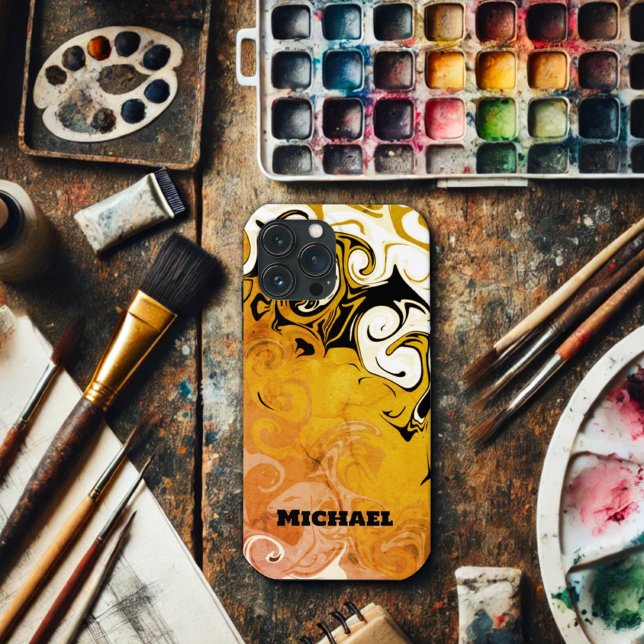 Coques Case-Mate iPhone Masculine Abstraite moderne Cool Inspirivity Gold (Créateur téléchargé)