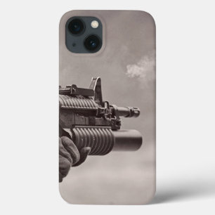 Coque Case-Mate iPhone Masculine de sous-mitrailleuse Soldat noir et blan