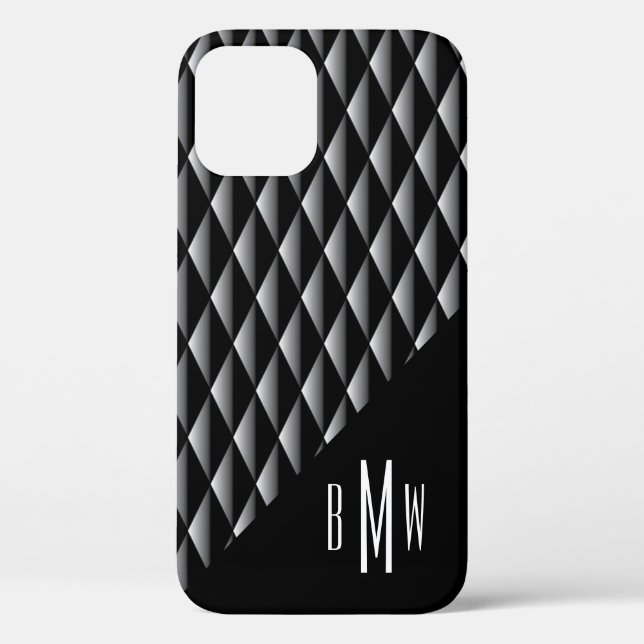 Coques Case-Mate iPhone Masculine Motif géométrique Monogramme Noir (Verso)