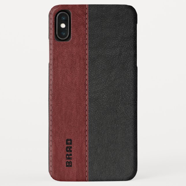 Coques Case-Mate iPhone Masculine Noir & Rouge Faux Cuir (Dos)