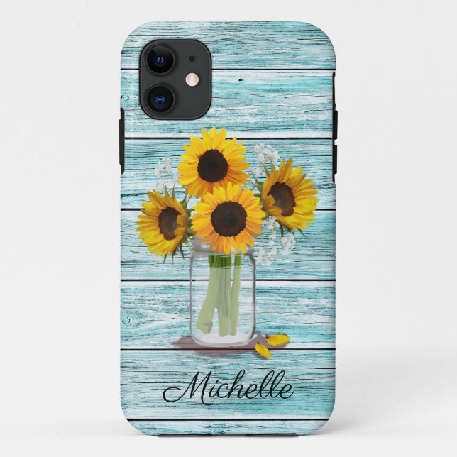 Coques Case-Mate iPhone Mason de tournesol rustique Jar (Dos)
