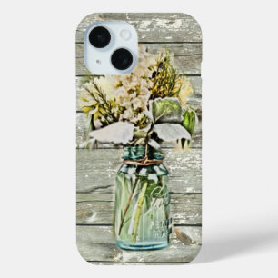 Coque Case-Mate iPhone Mason jar wildflower barn wood french country