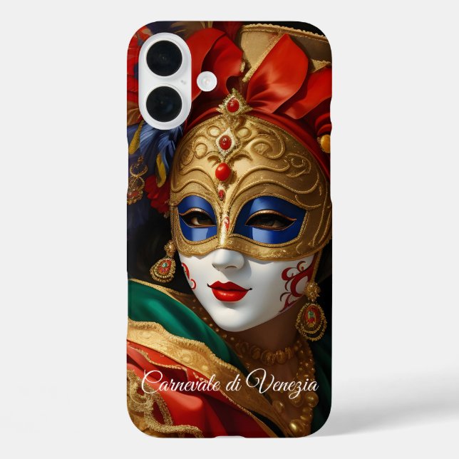 Coques Case-Mate iPhone Masque de Carnaval de Venise or bleu rouge (Verso)