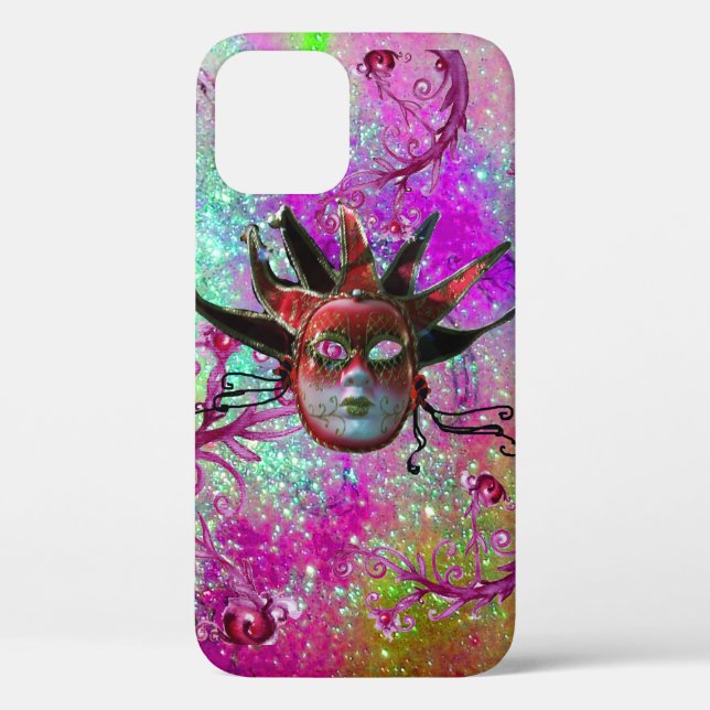 Coques Case-Mate iPhone MASQUE DE JESTER ROUGE NOIR Fête masquée Violet Bl (Verso)