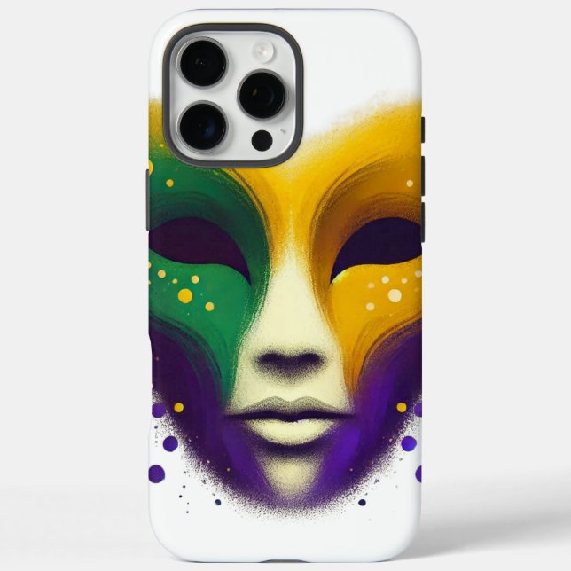Coques Case-Mate iPhone Masque de Mardi Gras jaune violet vert (Verso)