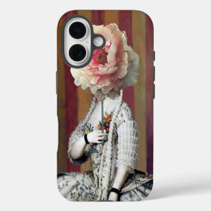 Coque Pour iPhone 16 Masque de pivoine rose Intrigue Florale