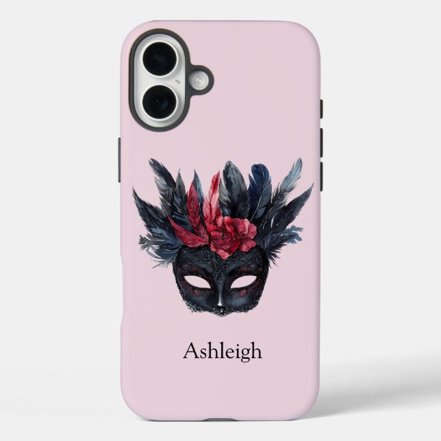 Coques Case-Mate iPhone Masque de plumes rouges noires (Verso)