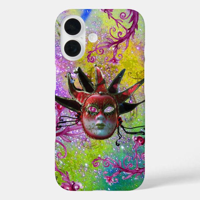 Coques Case-Mate iPhone MASQUE JESTER ROUGE NOIR Mascarade violet vert (Verso)