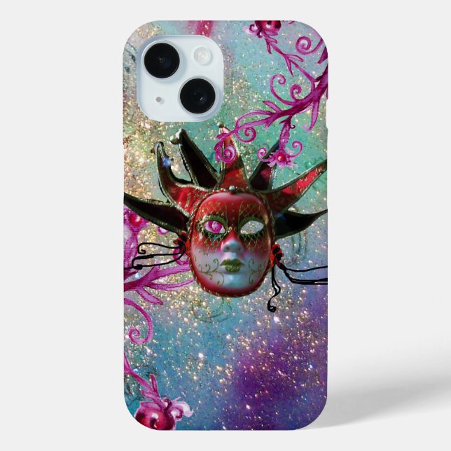 Coques Case-Mate iPhone MASQUE JESTER ROUGE NOIR Masquerade Party Bleu Ver (Verso)