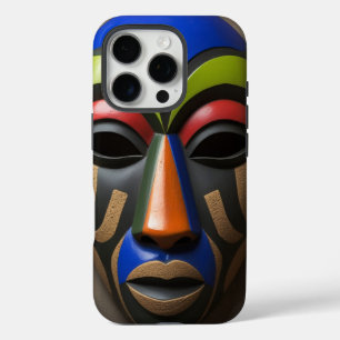 Coque iPhone 16 Pro Masque tribal africain Symbolisme géométrique