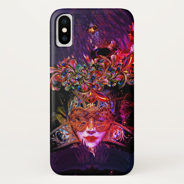 Coques Case-Mate iPhone Masquerade Ball Beauté masque gothique violet noir (Dos)