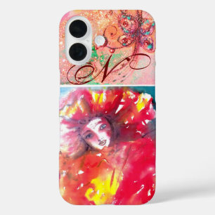 COQUES iPhone 16 MASQUÉRADE VÉNÉTIENNE - MASQUE EN MONOGRAMME ROUGE