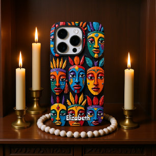 Coque iPhone 16 Pro Masques culturels vibrants
