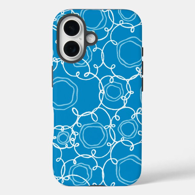 Coques Case-Mate iPhone Matrice florale abstraite (bleue) Beaux-arts (Verso)