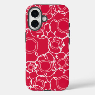 Coque Pour iPhone 16 Matrice florale abstraite (Rouge) Beaux-arts