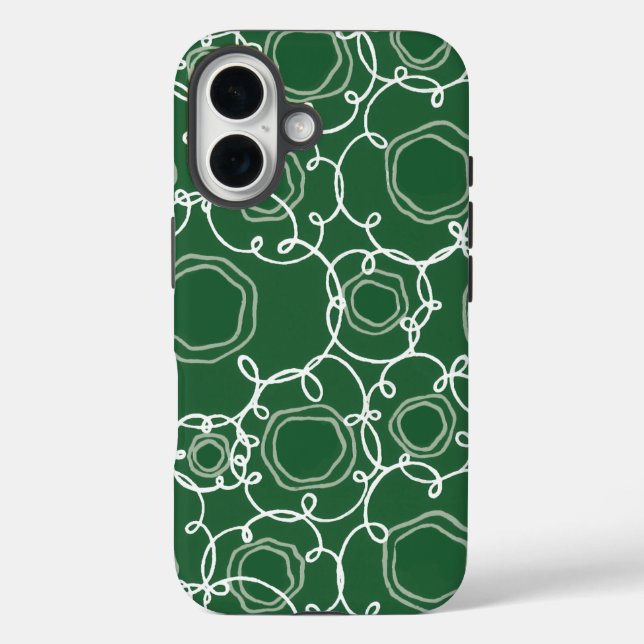 Coques Case-Mate iPhone Matrice florale abstraite (vert foncé) Beaux-arts (Verso)